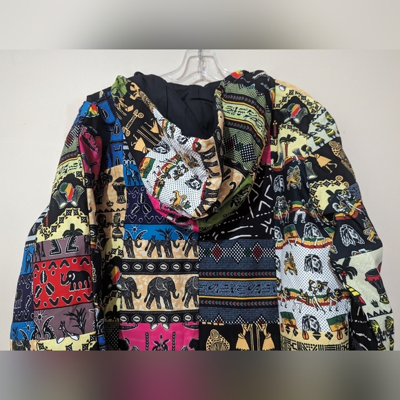 Advisry Motherland Patchwork Anorak Pullover Hoodie Hoodie Jacket Size M Retro - Picture 12 of 15